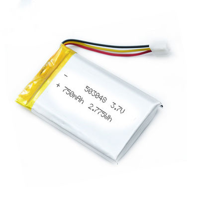 PWB del conector del alambre de ROHS 503048 750 MAh Lipo Polymer Battery With